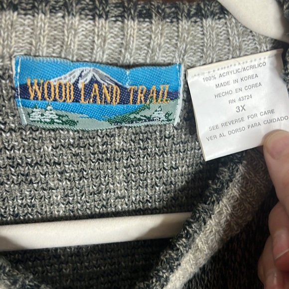 Woodland Trail Vintage Aztec Southwest Knit Chunky Grandpa Mountains Fisherman - Picture 6 of 6